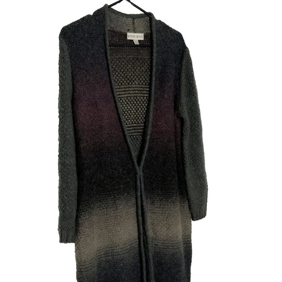 Knox Rose Duster Open Cardigan sz S Chunky Knit Long Sleeve Grays Purple - Picture 3 of 7